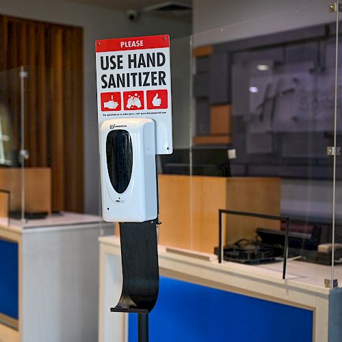 A hand sanitizer dispenser with a 